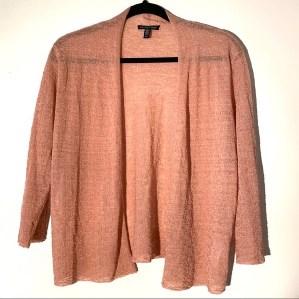 Eileen Fisher Peach Organic Linen Cardigan